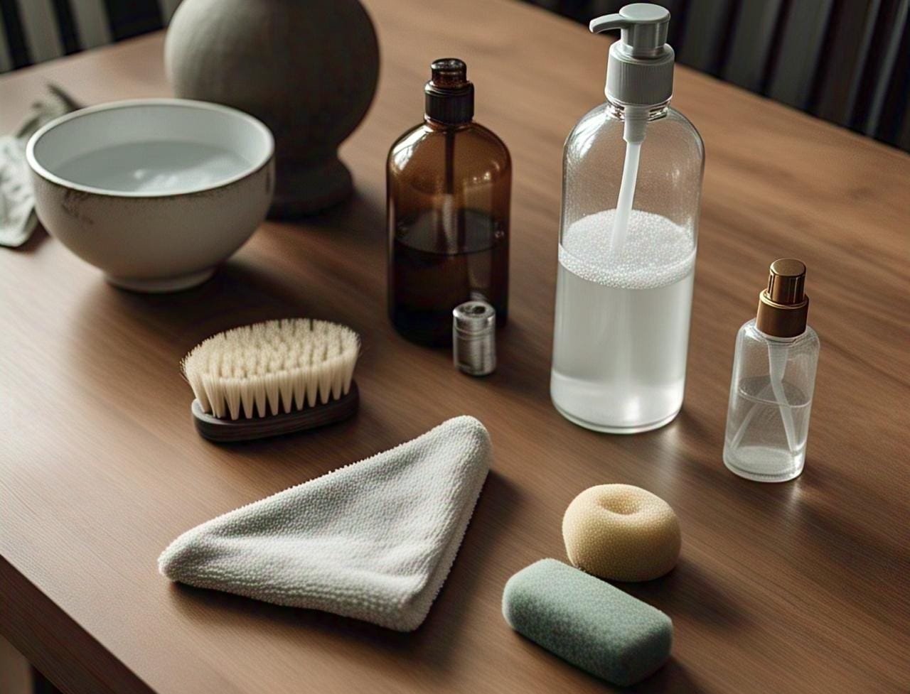 Tools and supplies which is needed at the time of cleaning vegan leather