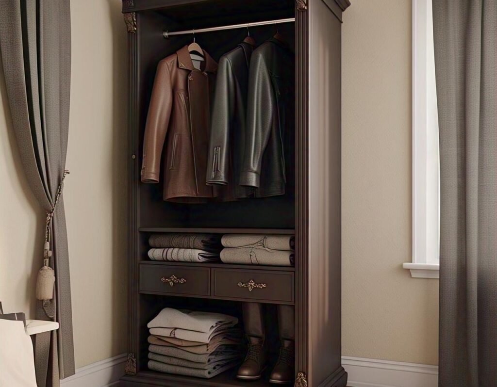 storing leather products inside the wardrobe after cleaning