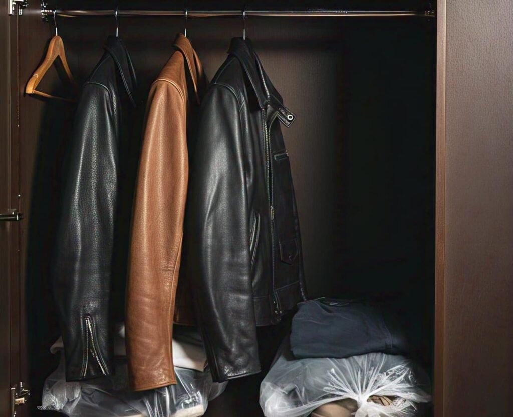 Storing leather shoes properly inside the plastic cover to avoid damage and dusts
