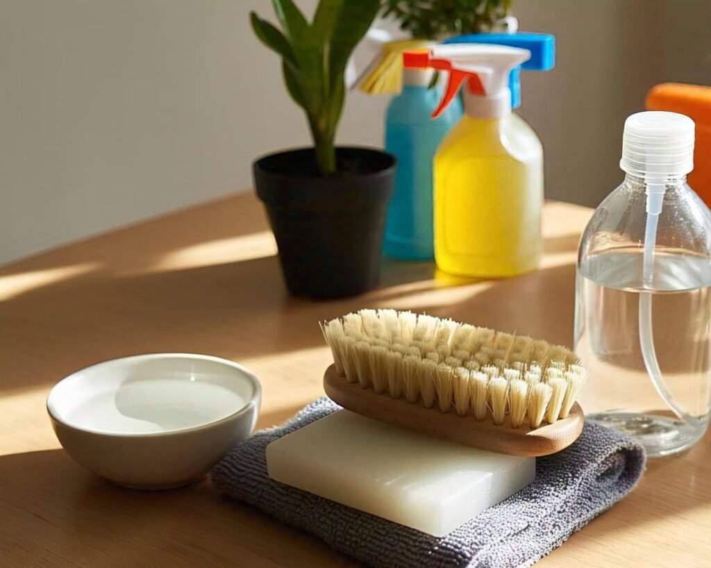 Tools needed for cleaning dusts and stains from leather